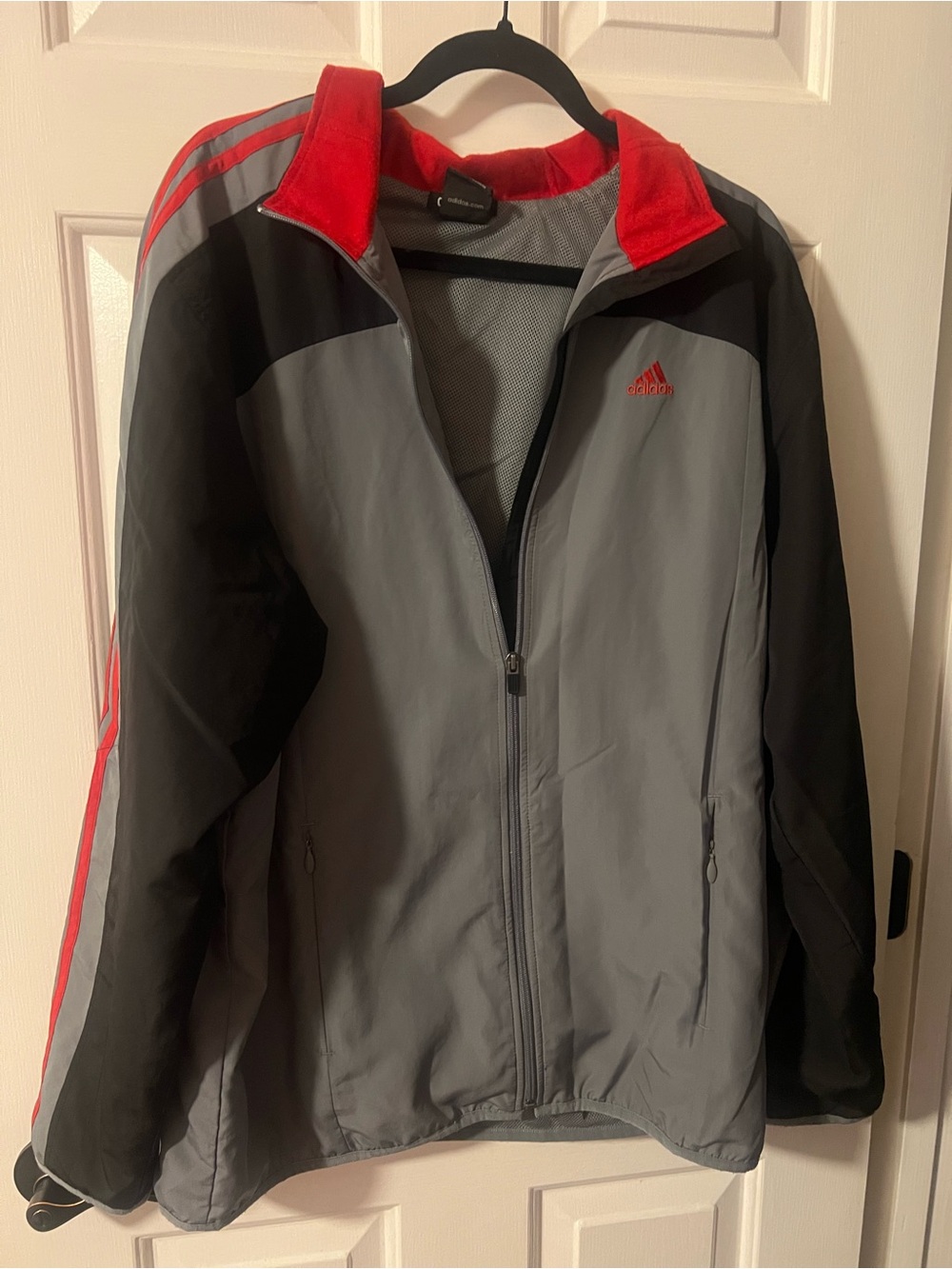 adidas Gray & Black Jacket with Red Accents